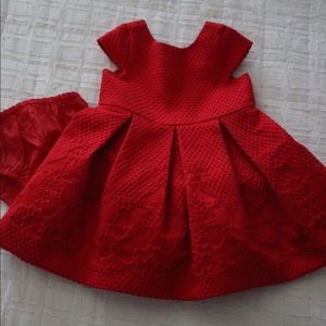 Janie and Jack Red Party Dress Size 6-12 Months